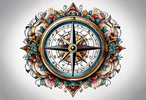vintage compass tattoo idea