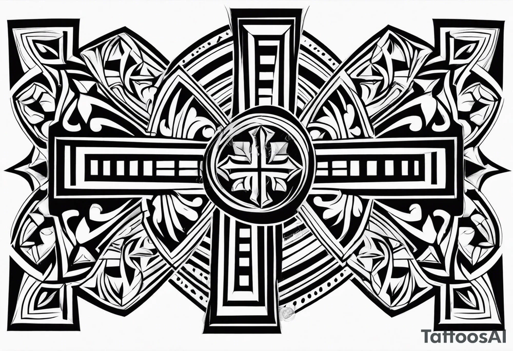 A Hawaiian tribal tattoo cross tattoo idea