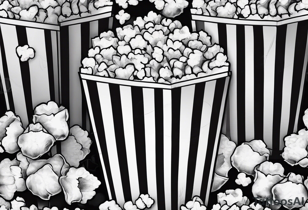 Traditional cinema Popcorn box with vertical stripes tattoo idea