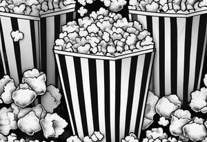 Traditional cinema Popcorn box with vertical stripes tattoo idea