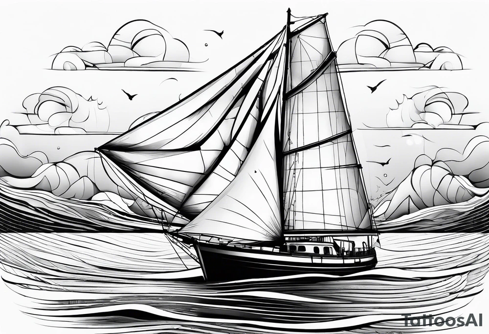 sailboat sail in the shape of a maritime lighthouse. tattoo idea