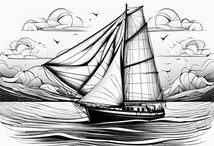 sailboat sail in the shape of a maritime lighthouse. tattoo idea