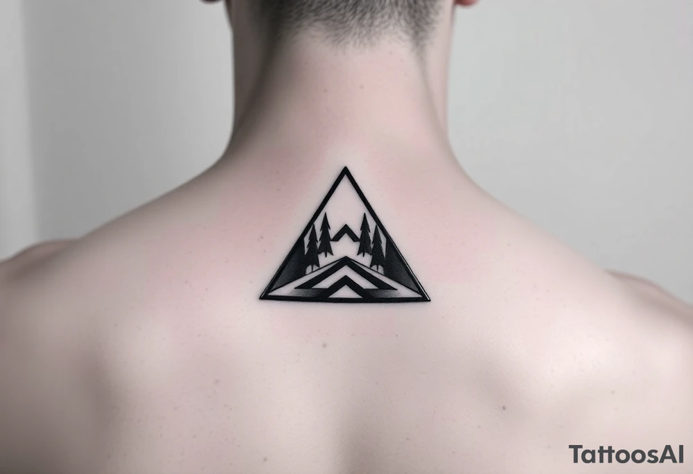Geometric small triangle about different paths in life merge together and become stronger together while being psychedelic tattoo idea