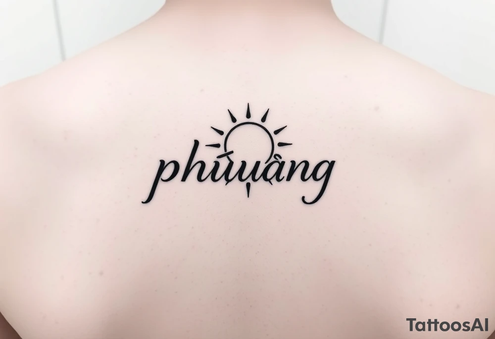 Word "phuong" written with sun tattoo idea