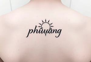 Word "phuong" written with sun tattoo idea