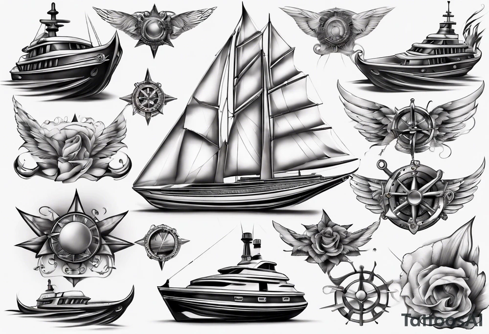 luxury boat tattoo idea