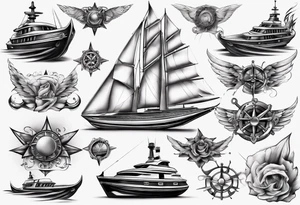 luxury boat tattoo idea