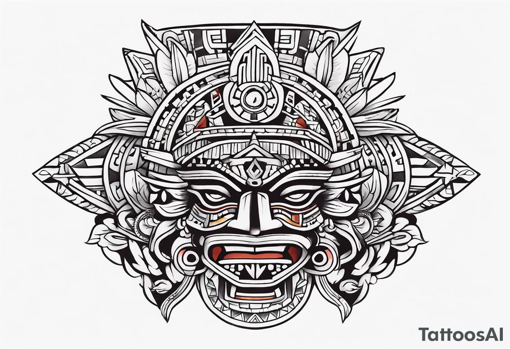 Aztec heritage in a sleeve format tattoo idea