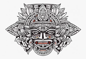 Aztec heritage in a sleeve format tattoo idea