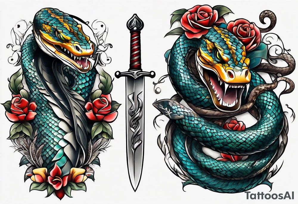 snake and dagger tattoo idea