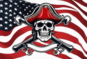 Pirate flag with baseball cap tattoo idea
