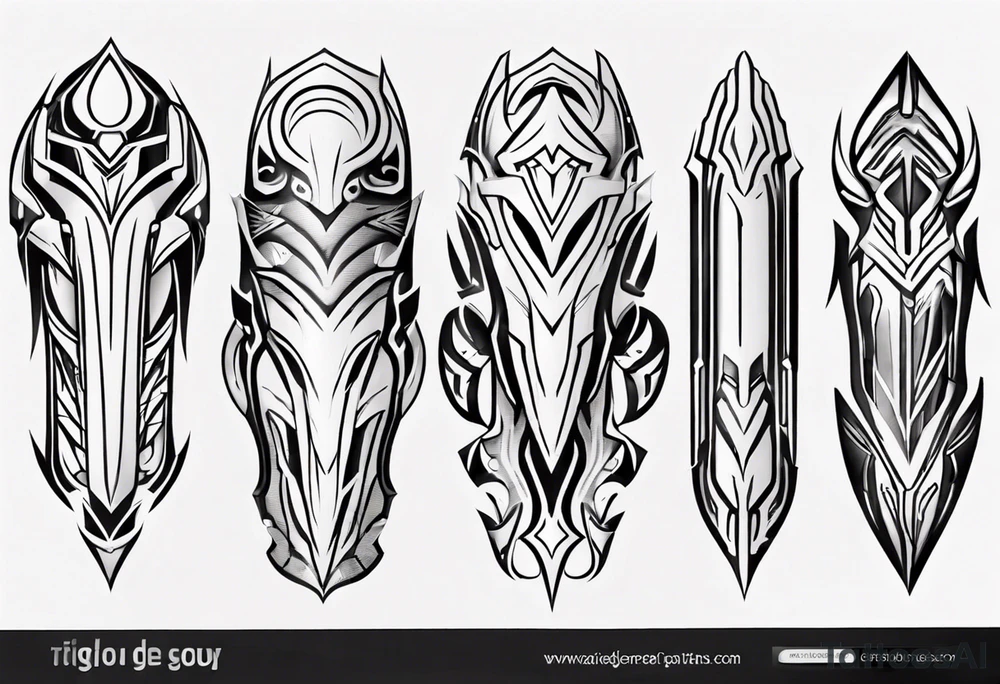 Futuristic leg armor tattoo idea