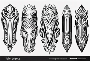 Futuristic leg armor tattoo idea