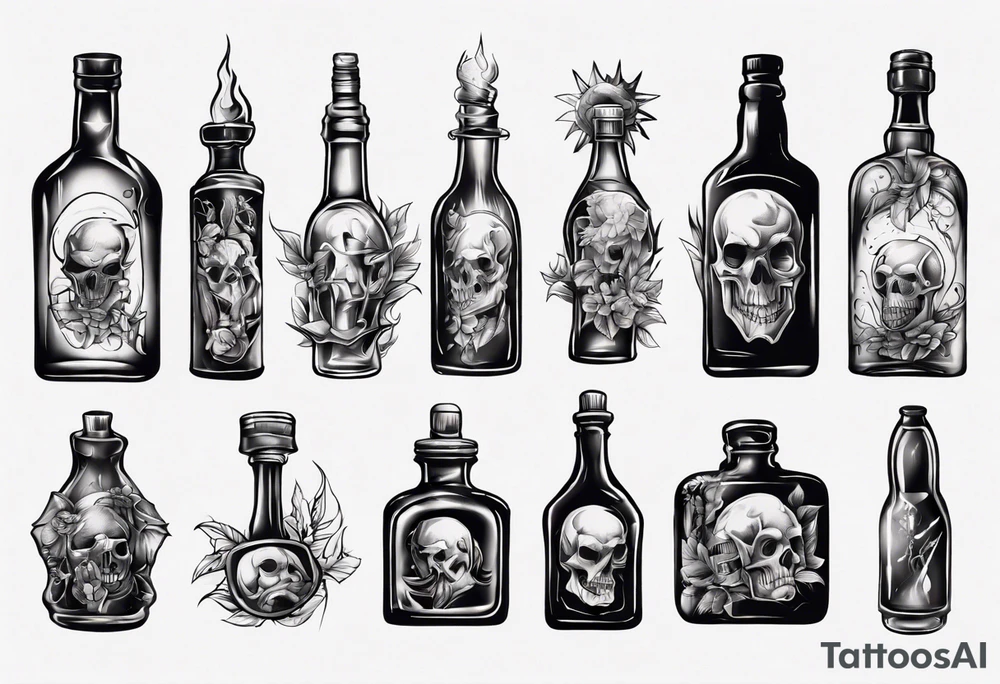 Old alcohol bottles tattoo idea