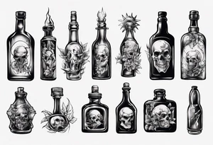 Old alcohol bottles tattoo idea
