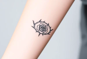 Crown of thorns with a rose in the middle tattoo idea