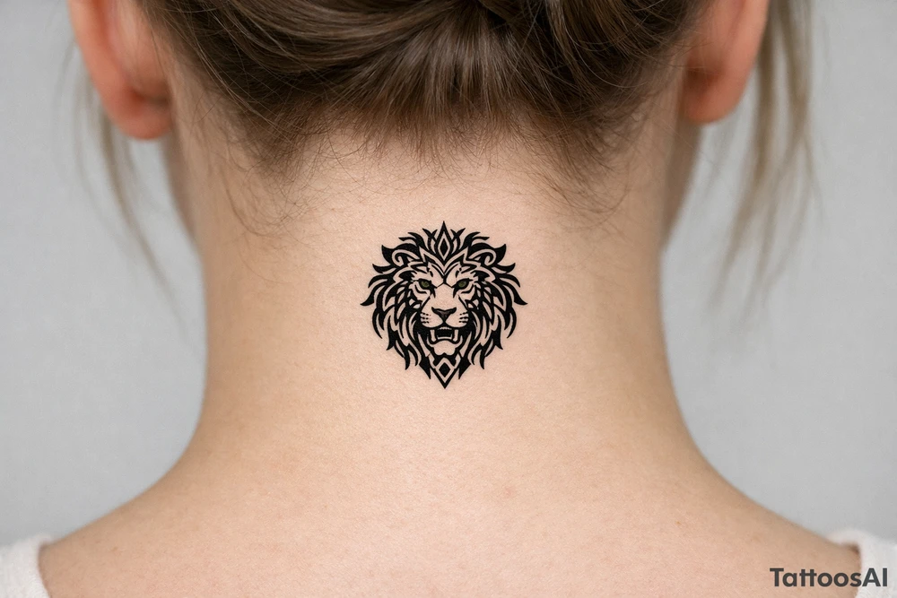 a lion with an ornate flowing mane tattoo idea