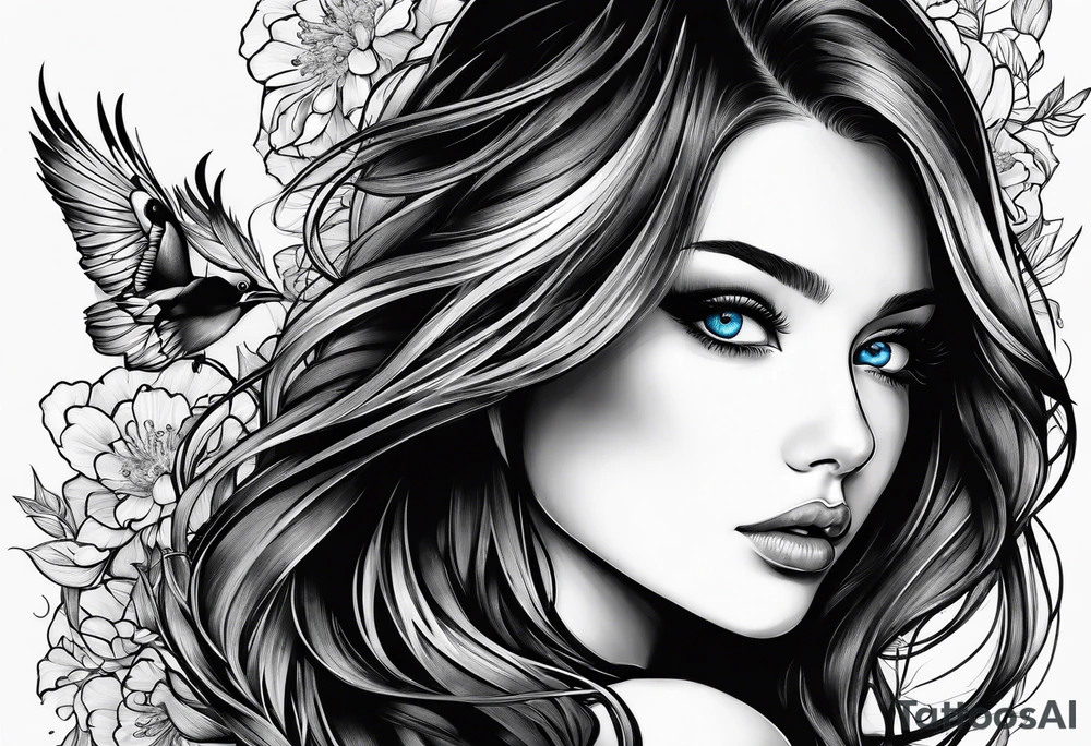 A girl with blue eyes tattoo idea
