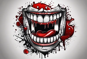 Smile face with blood on it with the words "its all a fucking joke" tattoo idea