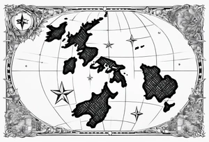 New Zealand map outline behind it and southern cross tattoo idea