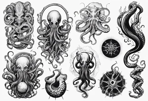 lovecraft mythe long tattoo 
with lot of tentacle for forearm and hand
crazy tattoo idea
