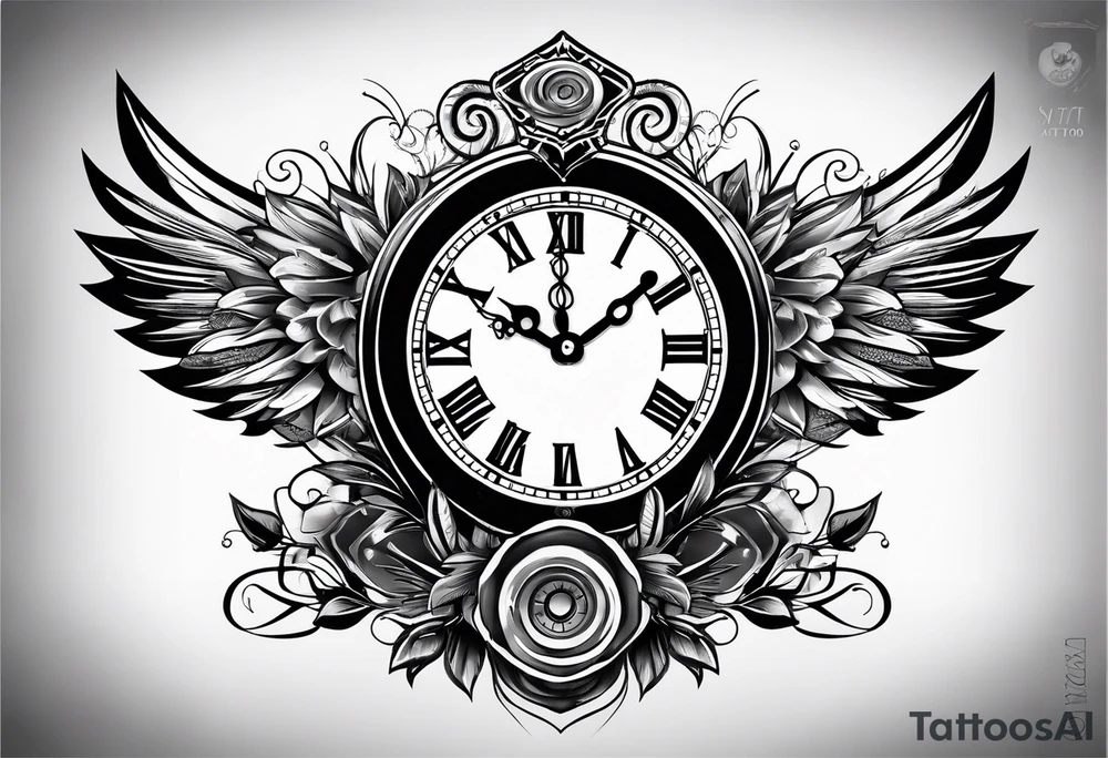 clock with little motocycle tattoo idea