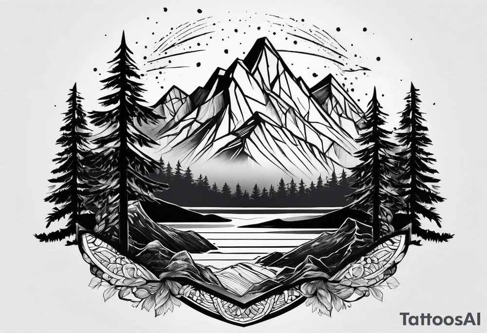 Wilderness mountains tattoo idea