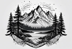 Wilderness mountains tattoo idea
