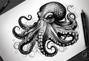 Swimming Realistic Octopus tattoo idea