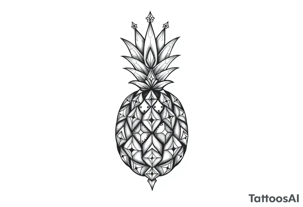 pineapple with diamonds and magestic, crown, vagina, anus, pubic tattoo idea