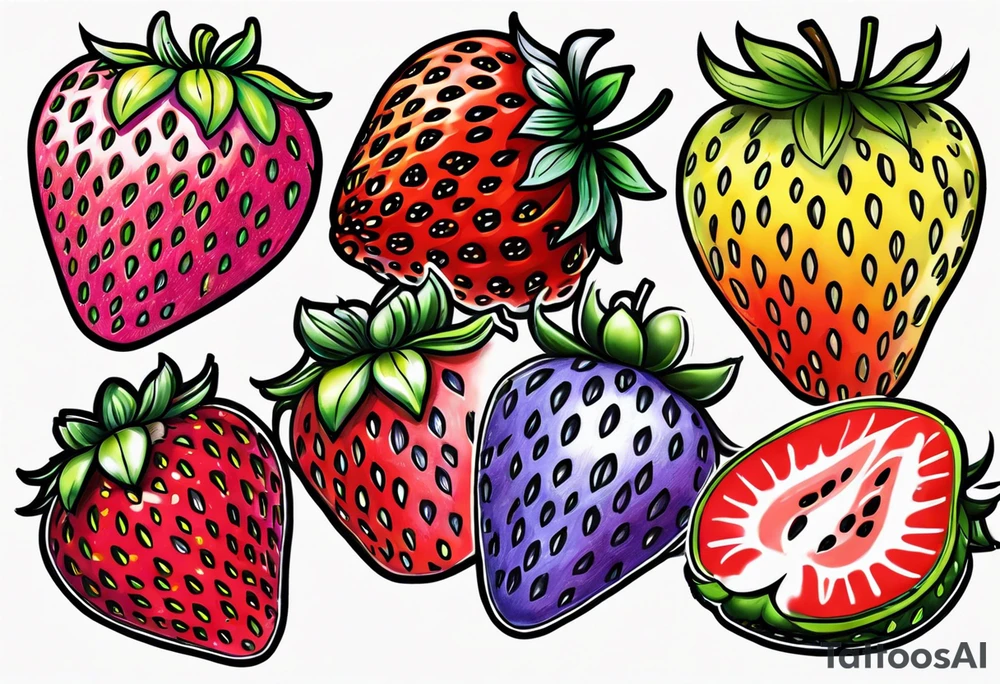 Graffiti Rainbow Strawberry tattoo idea