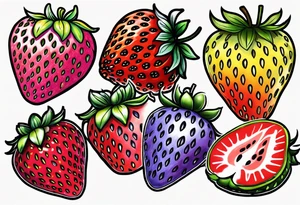 Graffiti Rainbow Strawberry tattoo idea