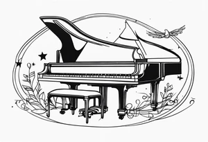 Music with guitar and piano and vocals tattoo idea