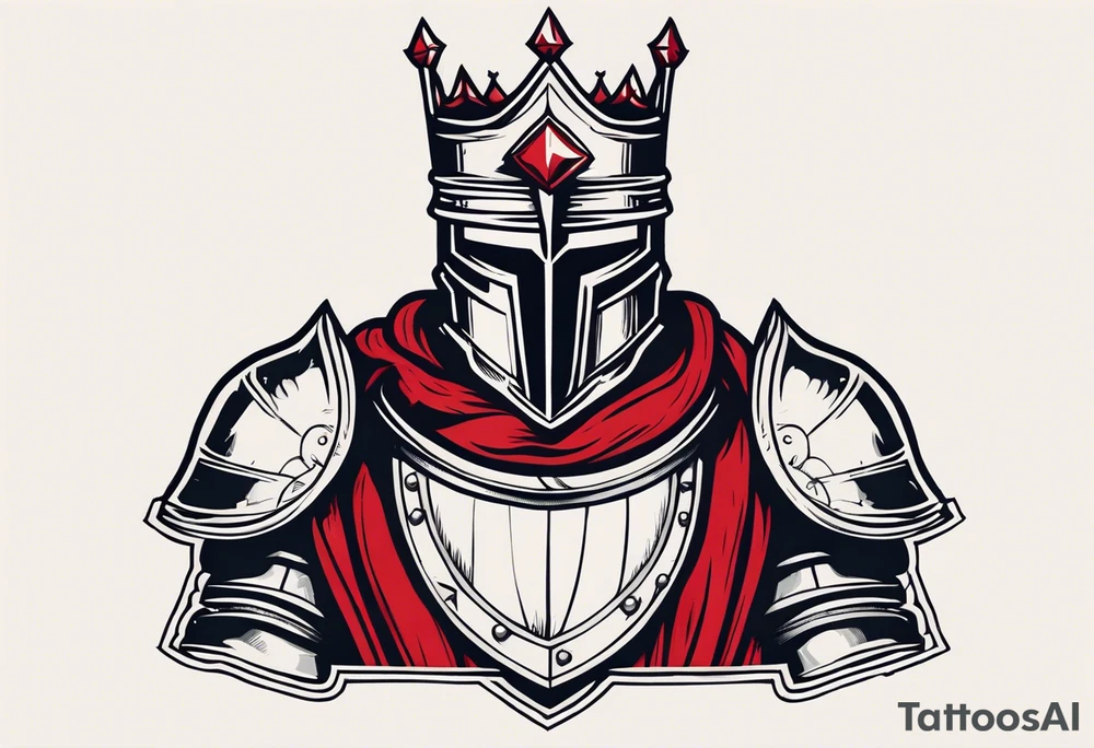 knight in armor traditonal vintage tattoo crown rubies tattoo idea