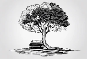 "give yourself a reason" written in the trunk of a tree tattoo idea