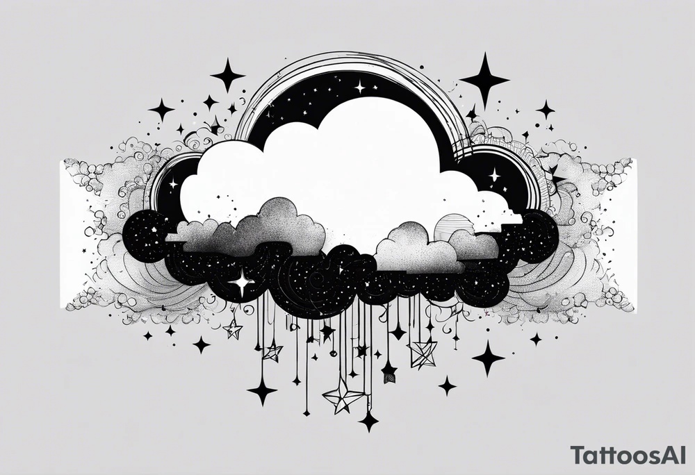 A wrist tattoo in a format of a cloud with the bracelet orientation and inside of this cloud I want galaxy stars and planets tattoo idea