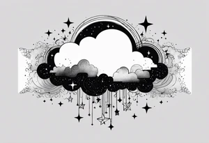 A wrist tattoo in a format of a cloud with the bracelet orientation and inside of this cloud I want galaxy stars and planets tattoo idea