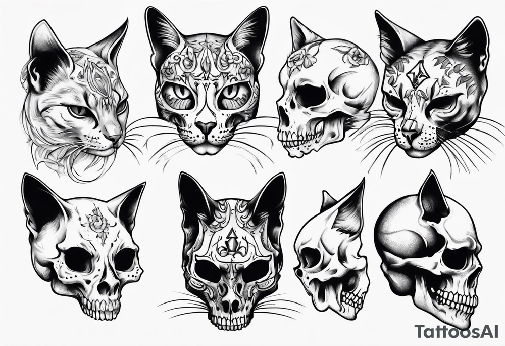 cat skull tattoo idea