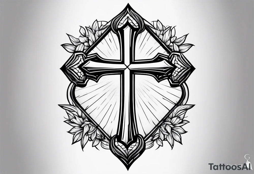 saved by grace with cross of nails tattoo idea