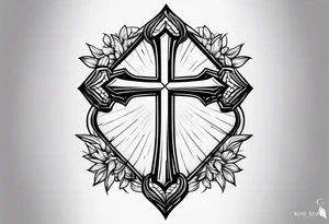 saved by grace with cross of nails tattoo idea