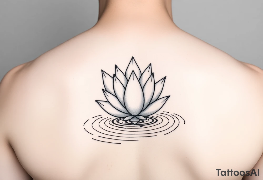 serene lotus flower emerging from sacred waters with ripples tattoo idea