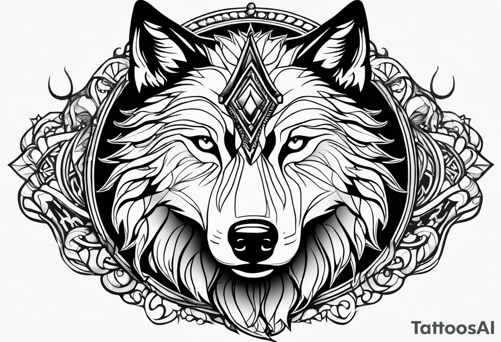 Wolf face tattoo idea