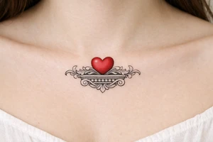Red heart with cornice tattoo idea