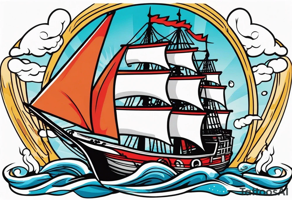 Tattoo word: V.O.C. Under sailing ship tattoo idea