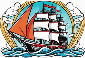 Tattoo word: V.O.C. Under sailing ship tattoo idea