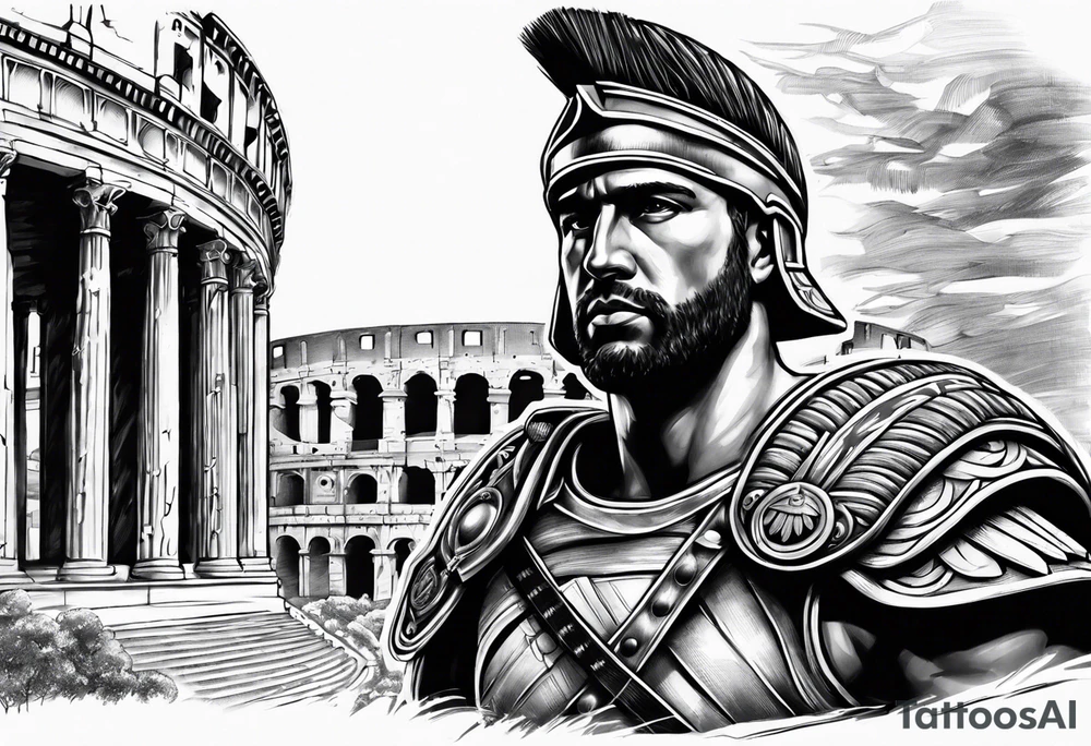 Roman soldier coliseum in background tattoo idea