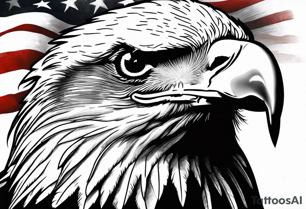 Bald eagle head and American flag tattoo idea