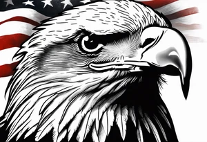 Bald eagle head and American flag tattoo idea