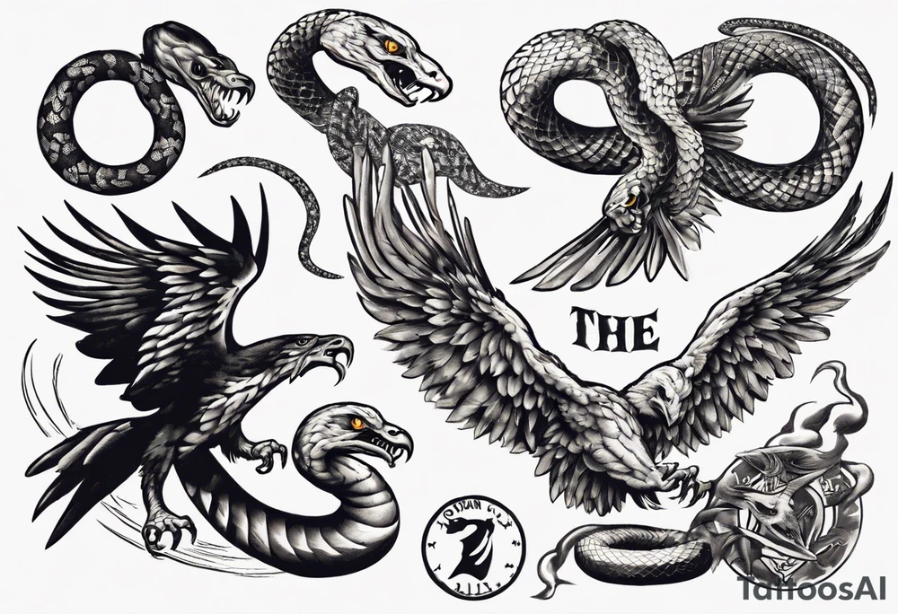 The snake is fighting with an eagle tattoo idea