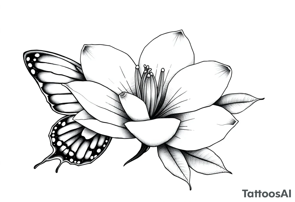 Magnolia flower, butterfly tattoo idea